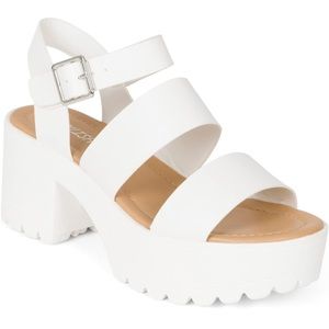 NWT NIB Womens Open Toe Double Band Chunky Block Heel Platform Sandals size 7